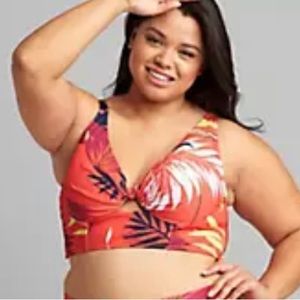 Lane Bryant Underwire Plunge Keyhole Bikini Top 40 DDD